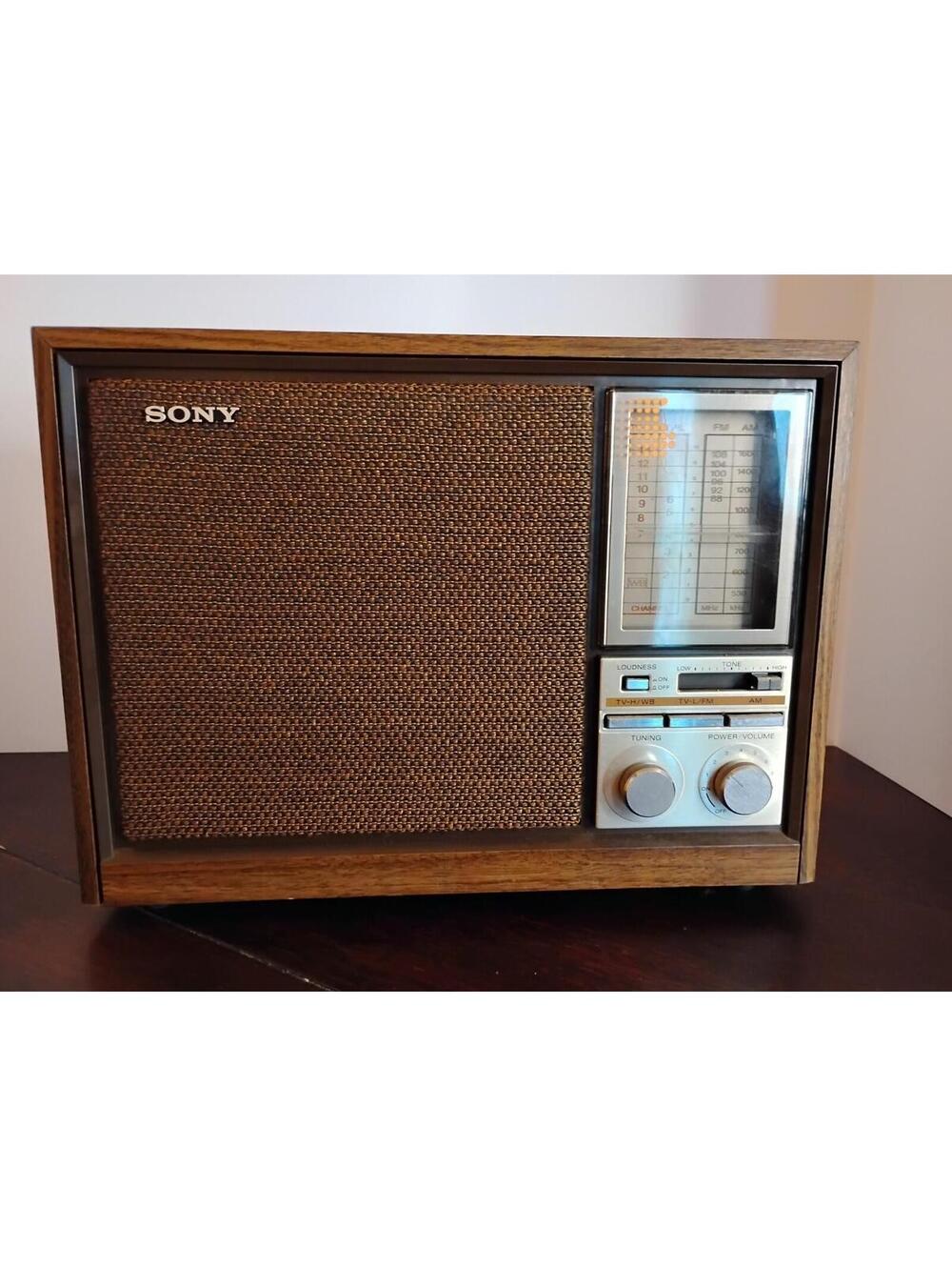 Vintage‎ Wooden SONY AM/FM Table Radio TFM-9450W Tested & Working